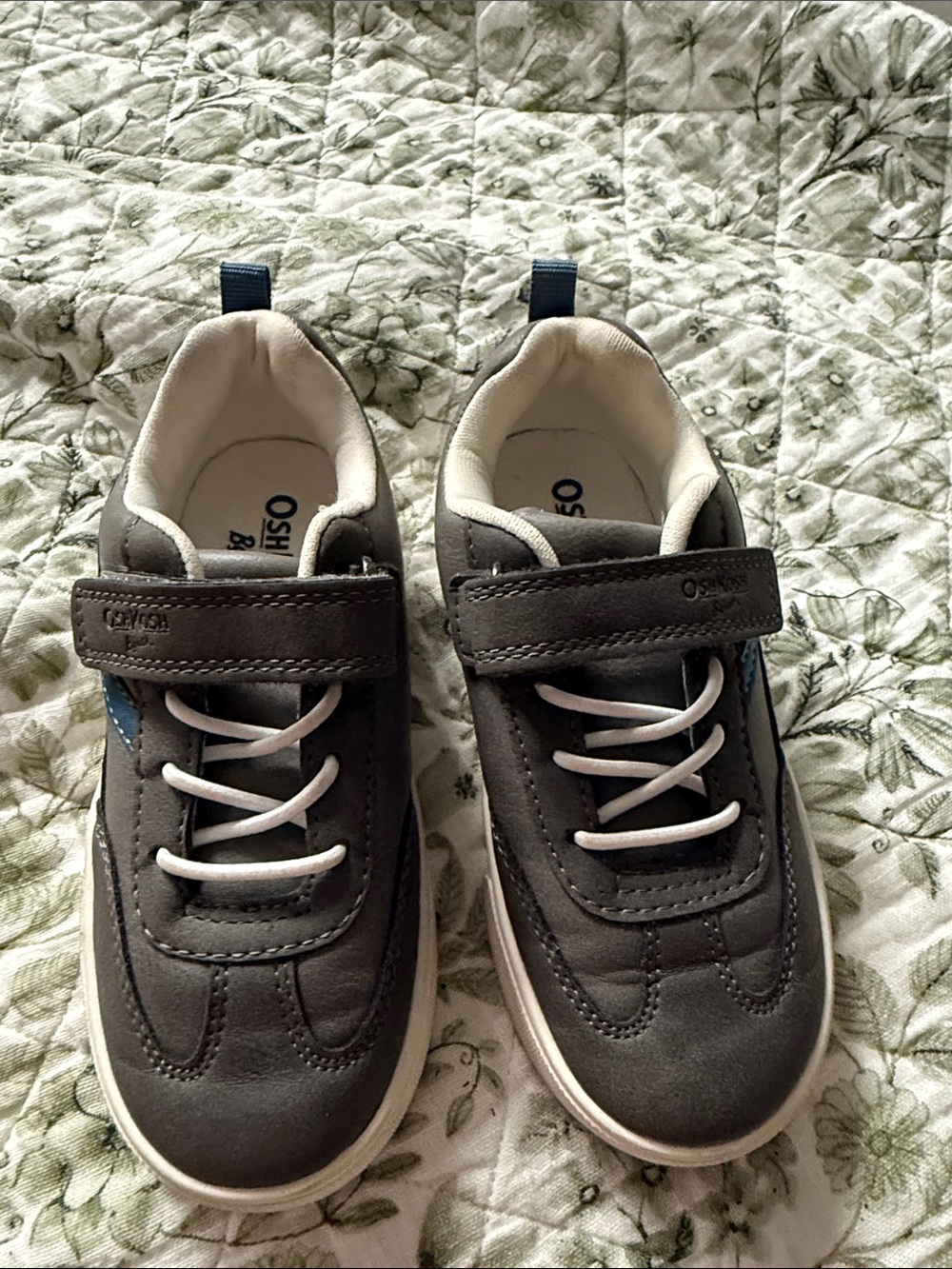 OshKosh B'gosh Grey Kids Velcro Sneakers with Blue Accent
